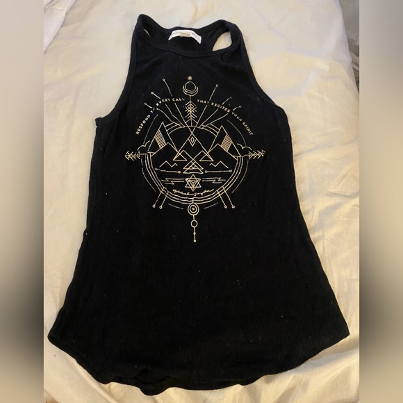 ✨Spiritual Gangster✨ Black Racer Back Stretch Tank Top with Gold Graphic - Picture 3 of 6